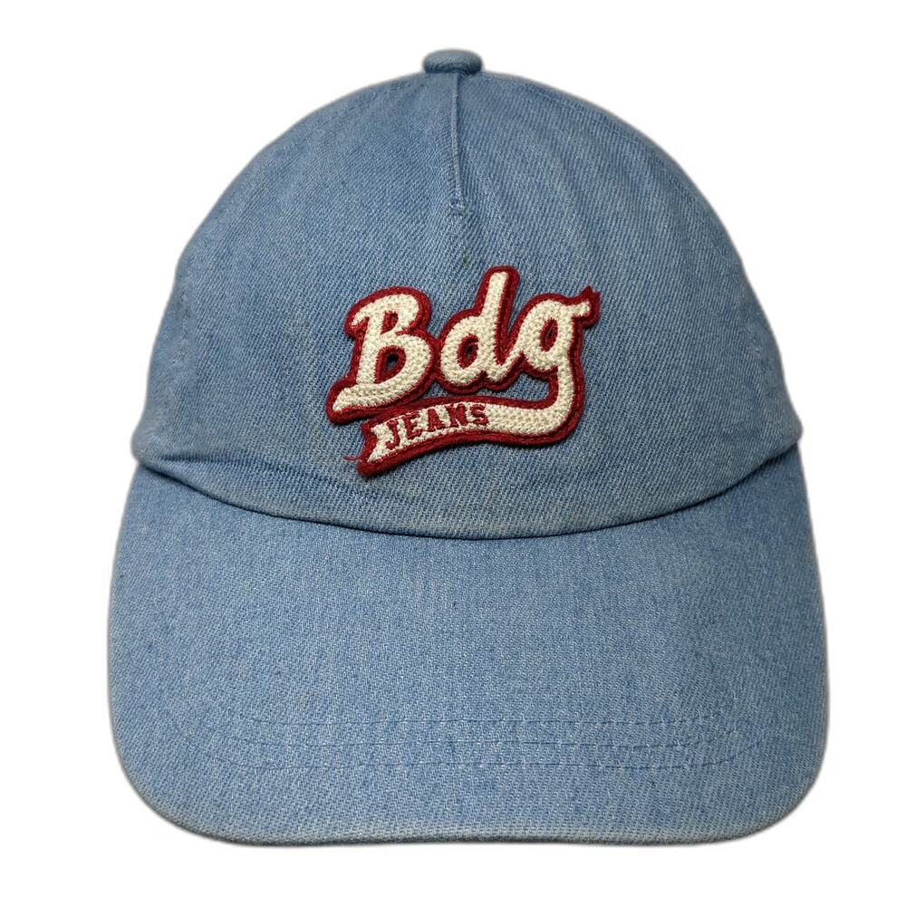 BDG 5 Panel Blue One Size Denim Logo Script Patch Slideback Hat Adjustable